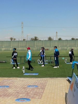 Athletes of the Center in Cairo compete in the World Cup in skeet shooting